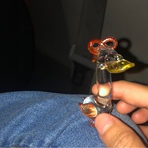 Glass Duck Figurine with Orange Accents